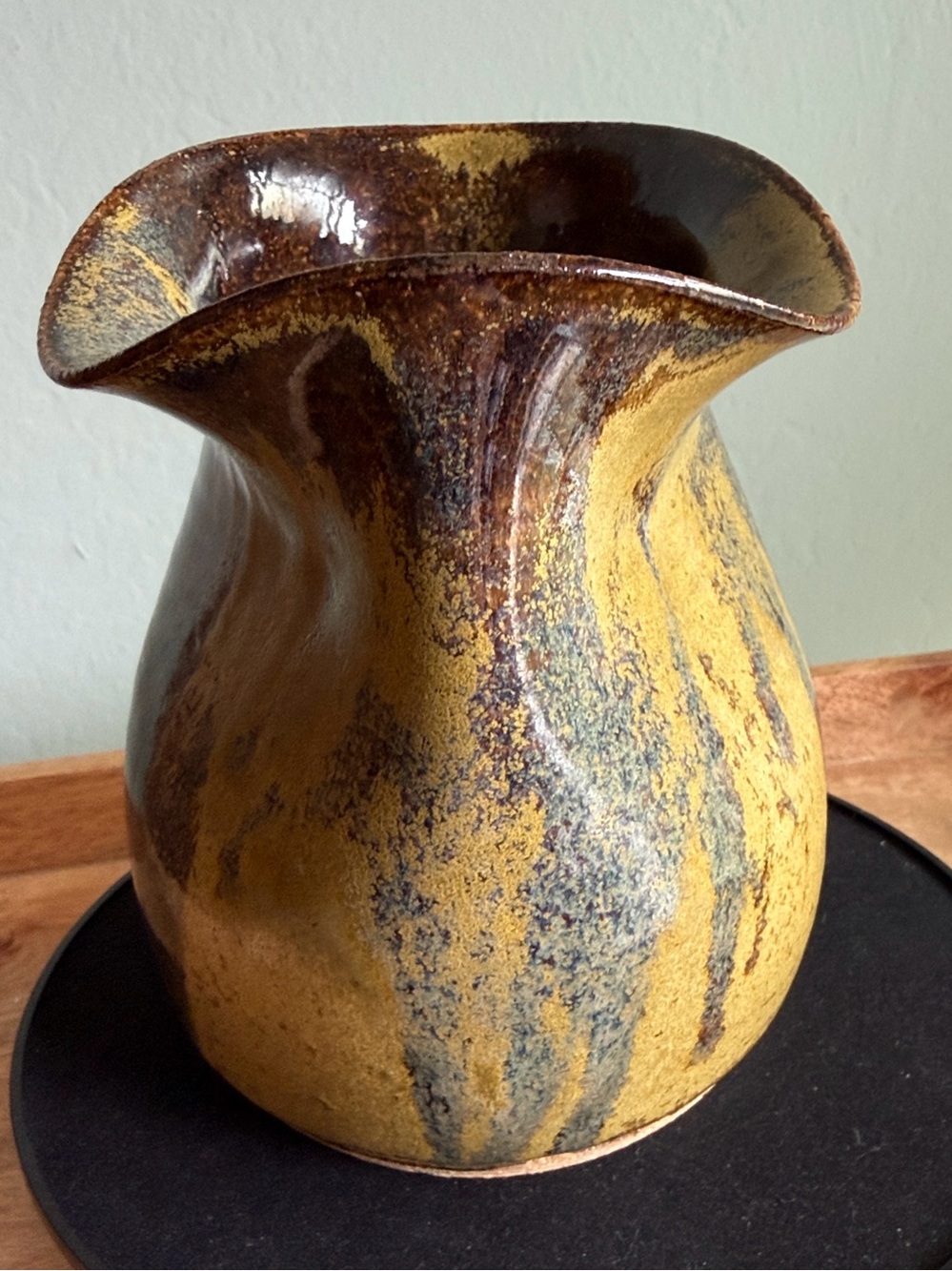 VTG John Schulps SIGNED Studio Pottery Vase - MCM Drip Glaze 1950’s-60’s  6”